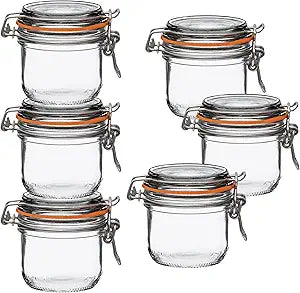 Le Parfait Super Terrine 200mL (7oz) Zero Waste Eco-Friendly Glass Storage Jars with Lids, Airtight, Oven & Freezer Safe, BPA-Free, Food Storage & Preserving, Made in France, 6PK
