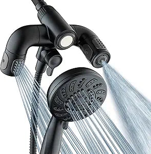 Aquadance High Pressure 156 Setting 14 Zone Shower Head & Handheld 3-way Combo System - Magnetic Docking, 314 Power Jets, Dual Adjustable Arms, 6 ft. Metal Hose, Matte Black Finish, Top American Brand