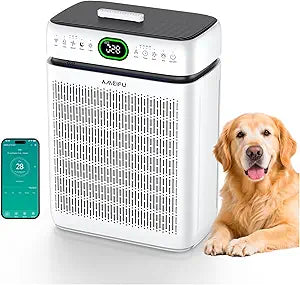 Air Purifiers for Home Large Room Up to 3500 Sq Ft with Washable Filters,Double-Sided HEPA with PM 2.5 Display Air Quality Sensor,Smart WiFi APP,Air Cleaner for Pets,Hair,Dust,Smoke,Dorm room,Office