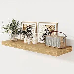 Floating Shelves 36 Inch Long, 12 Inch Deep Floating Shelves for Wall, 36 x 12 Shelves for Wall Storage & Display, 2" Thick Floating Shelf for Bathroom, Living Room, Bedroom, Oak Color, Set of 1