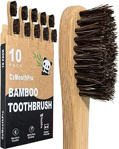 Natural Horse Bristle Bamboo Toothbrush 10 Pack Adult
