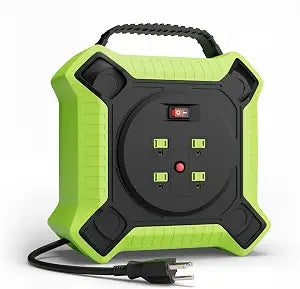MutecPower 35 FT Retractable Extension Cord Reel Heavy Duty 14AWG/3C SJTW Power Cord Reel with 4 Electrical outlets for Garage and Shop, 10 Amp Circuit Breaker ETL Listed