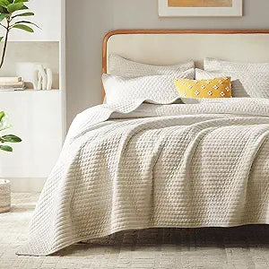 LEAONME Luxury Velvet Quilt Set Oversized California King Size 120''x120'', Soft Striped Channel Comforter with Rice Stitch Detailing, Lightweight All-Season Bedspread Coverlet w/ 2 Shams, Beige/Taupe