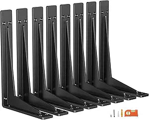 NEODROP 8-Pack 12 Inch Heavy Duty Shelf Brackets, Premium Metal Wall Bracket for Mantel, Countertop Support, Garage Storage Shelves | Floating Shelf Hardware | High Strength Corner Brace
