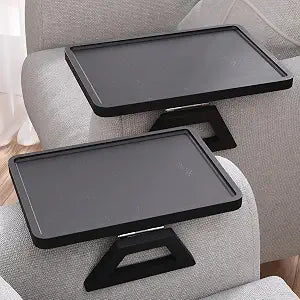 2 Pack Bamboo Couch Arm Tray,Folding Sofa Armrest TableBlack