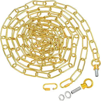 PATIKIL 15 Feet Lighting Chain for Hanging Lamp, Chandelier Chain Light Fixture Chain Load Capacity 65 lbs for Pendant Light, Ceiling Fan, Bright Gold