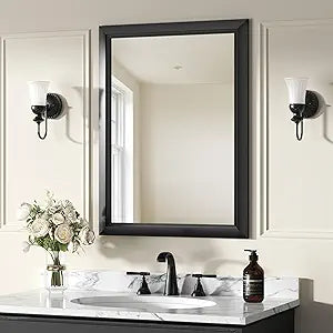 Bathroom Mirrors for Over Sink, 22x30 Inch Wall Mirrors for Bathroom Sink, Black Bathroom Vanity Mirror, Rectangle Farmhouse Mirror Framed, Bedroom, Living Room, Entryway