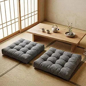 Large Square Floor Cushions Set of 2, 22 x 22 Inch with Non-Slip Bottom, Memory Foam Floor Pillow for Sitting, Meditation & Yoga, Soft Supportive Floor Seating Cushion for Adults & Kids (2, Dark Grey)