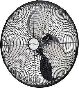 20 inch Wall Mount Fan Oscillating, 3-Speed 5500 CFM High Velocity Industrial Wall Mounted Fan, Heavy Duty Air Circulator for Garage, Shop, Gym, Workshop, Covered Patio - UL Listed