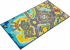 Kids City Road Play Mat for Toy Cars, Large Indoor Classroom & Playroom Floor Carpet with Oxford Storage Bag, Educational Non-Slip Rug for Children (51 x 26 in)