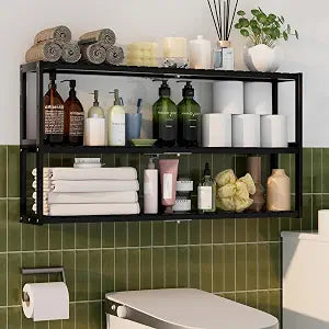 PPN 100% Bamboo Extra Long Towel Rack Bathroom Storage Shelves