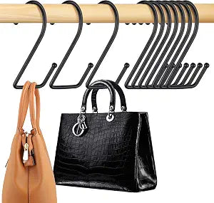 15 Pack Purse Hanger for Closet, Super Sturdy Purse Hooks, Hanging Backpack Bag Holder, Closet Organizers and Storage, Black