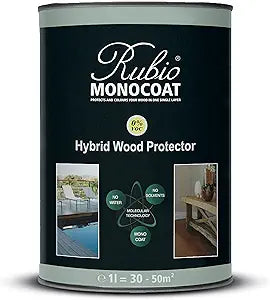 Rubio Monocoat Hybrid Wood Protector 300 ft - Pure | Exterior Wood Oil Finish, Color & Protection for Outdoor Wooden Surfaces & Furniture | 1 L