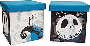 Disney The Nightmare Before Christmas Jack & Sally 15-Inch Storage Bin Cube Organizers, Set of 2 | Fabric Basket Container, Cubby Closet Organizer, Home Decor for Playroom | Gifts And Collectibles