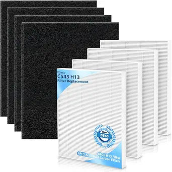 8 PacksC545 True HEPA Replacement Filter S Compatible with Winix C545, B151, P150, 9300 Air Purifier, Winix S Filter 1712-0096-00 2522-0058-00, 4 Pack H13 Filter and 4 Activated Carbon Filters