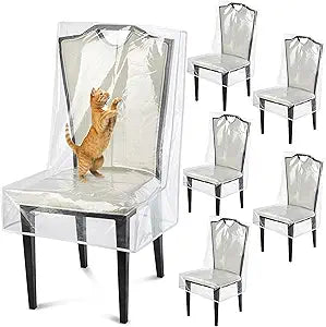 Dining Chair Covers, Waterproof Kitchen Chair Protectors,Clear Plastic Seat Chair Protector,Keep Your Chair Away from Water Dust Stain and Pet Claws W/21 x D/18(Fits 16-23",6 Pack)