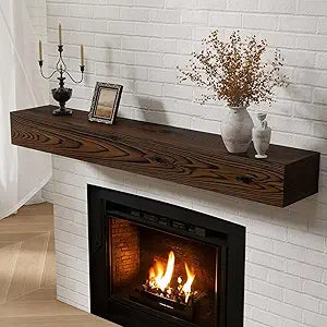 Fireplace Mantel - Wall-Mounted Mantles for Over Fireplace - Farmhouse Fireplace Mantle Shelves - Handcrafted Wood Fireplace Mantels - Floating Fireplace Mantel 48 X 8 X 5 - Dark Brown