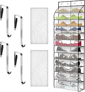 Kotkn Over The Door Shoe Organizer with 12 Large Breathable Pockets - Durable Hanging Storage for the Entire Family's Shoes (White)