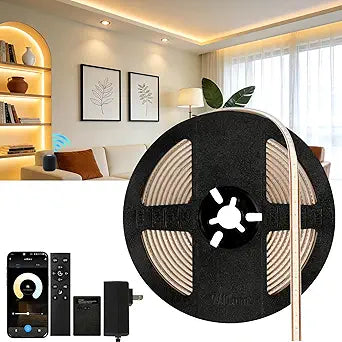 V4light Smart COB LED Strip Lights 32.8ft 24V, Tunable White 2700K6500K Dot-Free Lighting, Alexa & Google Voice Control, App & Remote, CRI90+ Under Cabinet Lighting for Kitchen & Closet