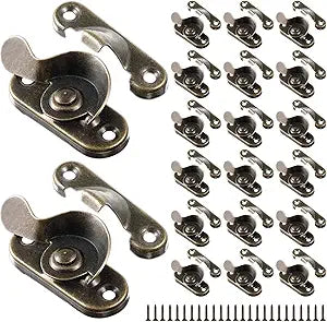 Hicarer 20 Pack Steel Window Sash Lock Casement Window Lock CTC 2", Windows Locks Security Replacement for Single/Double Hung Wood Windows(Antique Brass)