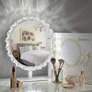 LED Makeup Mirror with Light - 11" Silver Crystal Vanity Mirror for Bedroom Dressing Room, 3 Color Temperature Touch Dimming, Adjustable Angle, Beauty Gift for Girlfriend & Women