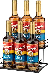 Coffee Syrup Organizer Rack, 2 Tier Syrup Holder (6 Bottle Capacity).