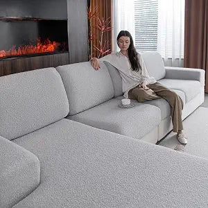 OHSIO Couch Cushion Covers for Sectional Sofa, Stretch Soft Sofa Slipcovers