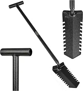 CKG Metal Detecting Shovel Digging Tool with Double Serrated Blade  Heavy Duty Digger Garden Root Cutter T-Handle Spade Professional Metal Detector Accessories, Single