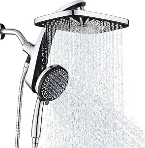 BOZYBO Rain Shower Head with Handheld: High Pressure Shower Heads with Handheld Spray Combo, 12" Rainfall Shower Head and 9 Sprays Hand Showerheads with Magnetic Docking and Power Jets, Chrome 2.5GPM