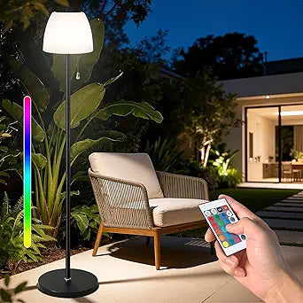 Solar Outdoor Floor Lamp - lP65 Waterproof, USB Rechargeable, 16 Colors & 4 Modes,Cordless Floor Lamp, Light Sensor & Remote Control, Adjustable Height for Garden, Yard, Balcony, Pool