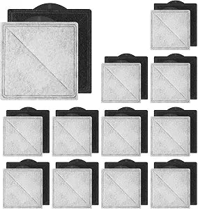 24 Pcs Cat Water Fountain Replacement Filter Compatible with Petsafe Premier, Outlast Pumpless, Ion-X & Viva Pet Water Fountain, Double Filtration, Square (Black)