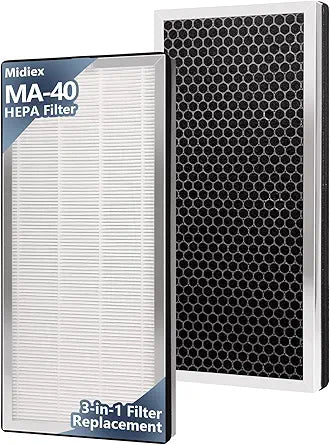 MA-40 Replacement Filter Compatible with Medify MA-40 Air Purifier, 3-in-1 High-Efficiency HEPA and Activated Carbon Pre-Filter for MA40 MA40W MA40B Air Filter Replace, 2 Pack