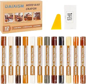 DAIXISM Wood Filler Sticks,12colors Wood Wax Crayons for Scratches, Scuffs, Cracks, and Nail Holes on Wood Furniture, Floors, Cabinets, Tables, and Doors