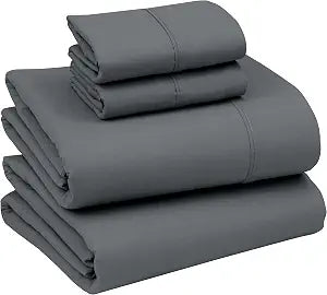 RUVANTI Brushed Microfiber Sheets Set, King Size, 4 Piece, Dark Grey