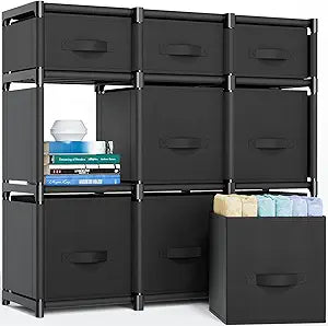 Mavivegue 9 Cube Storage Organizer, Closet Organizers and Storage, Cube Storage Shelf, Easy to Assemble with Storage Drawers, DIY Closet Cube Organizer for Living Room, Bedroom, Dorm Room-Black