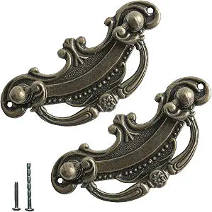 8 Pack Antique Bronze Baroque Style Drop Bail Drawer Pulls, 2" Hole Center