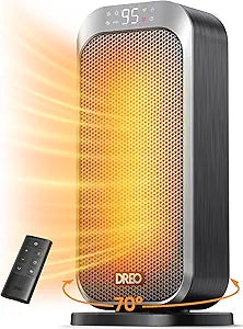 DREO Quiet Space Heater, 1500W Portable Heaters for Indoor Use with Remote, 70┬░ Oscillation, Fast and Safety Electric PTC Ceramic for Desk Office Bedroom, 12H Timer