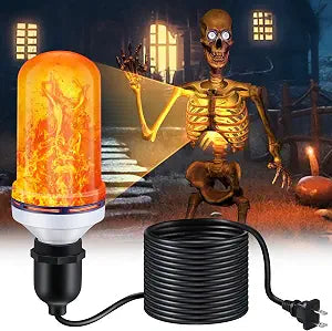 LED Halloween Skeleton Lighting Kit E26 Base Fire Effect Light Bulb, Orange