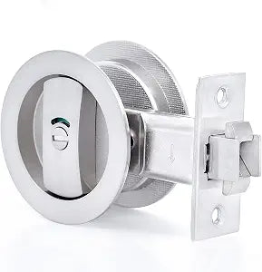 Dontay Pocket Door Color Coded Indicators Lock,Privacy (Bed/Bath) Handles Latch, 2-3/8" Backset, Hardware for 1 3/8 to 2 3/16 Thickness Door(Excluding Edge Pull, Brushed Nickel, Round - 1 Pack)
