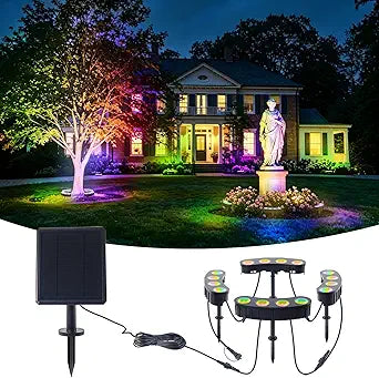 Sublume Solar Tree Lights Outdoor RGBW Color Changing with 6 Lighting Modes, Palm Tree Ring Uplights with 4000mAh Battery, 3-in-1(Stake/Tie/Hang), IP65 Waterproof, Landscape Spotlight for Garden