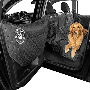 Ruff Liners Dog Hammock for Car, Black  As Seen on Shark Tank  Back Seat Protector for Cars, Mid-Size SUVs, & Mid-Size Trucks  Waterproof, Touch Fasteners, & Belt Slots  Heavy Duty Dog Seat Cover