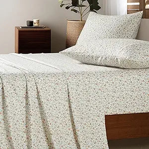 HYPREST Ditsy Floral Sheets Queen Size, Deep Pocket Sheets up to 18 Inch, Soft Shabby Chic Bed Sheets Patterned Sheets Daisy Queen Size Bed Set