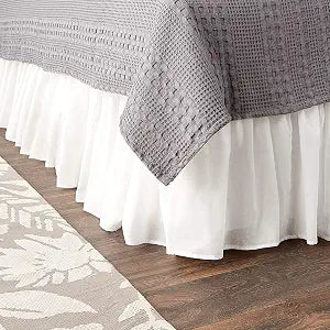 Greenland Home Fashions Cotton Voile Bed Skirt, Lined, Pure White, King 15-inch L