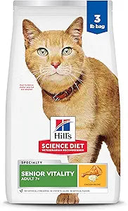 Hill's Science Diet Adult 7+ Senior Vitality Dry Cat Food, Chicken & Rice, 6 lb. Bag