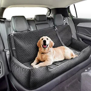 Suzile Dog Car Seat Bed for Large Under 100lbs Dogs Fully Detachable and Washable Car Bed with Safety Tethers Comfortable Dog Protector for Home Travel Camping, 49'' x 22" (Black)