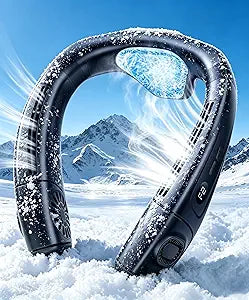 Neck Air Conditioner Fan Instant Cooling with Cooling Plate, Bladeless, 8000mAh Operated Wearable Rechargeable Neck Fan, 3 Cooling Level&3 Speeds Level for Hot Flashes, Travel, Gym