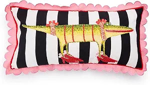 MACKENZIE-CHILDS Patience Brewster Lumbar Throw Pillow, Decorative Cotton Pillow for Living Room, 11x22, Gloria Alligator
