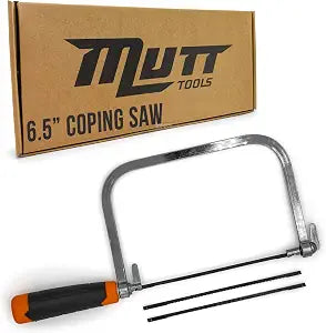 Mutt Tools Coping Saw for Woodworking - 6.5 inch Frame with 3 Steel Blades