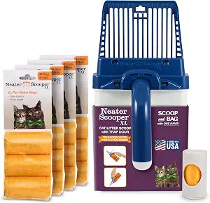 Neater Pet Brands Neater Scooper XL Cat Litter Scoop, 195 Refill Bags  Extra-Large Capacity Mess-Free Cat Litter Scooper with Bag for Large & Multiple Cats, Spill-Proof Litter Box Scooper with Holder