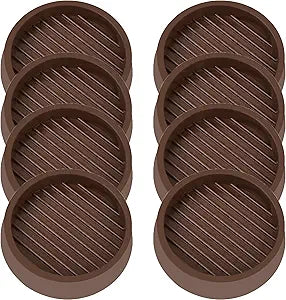 VOCOMO 4X4 Round Rubber Caster Cups, Non Slip Furniture Pads, Anti-Slip Gripper, Anti Skid Furniture Feet, Anti Slide Floor Protector for Bed Couch Table Chair Stoppers (Brown, 8 Pack)